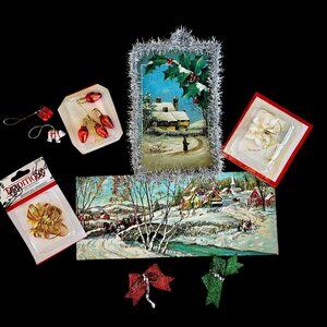 Vintage Holiday Instant Collection Card Ephemera Mini Ornament Bundle